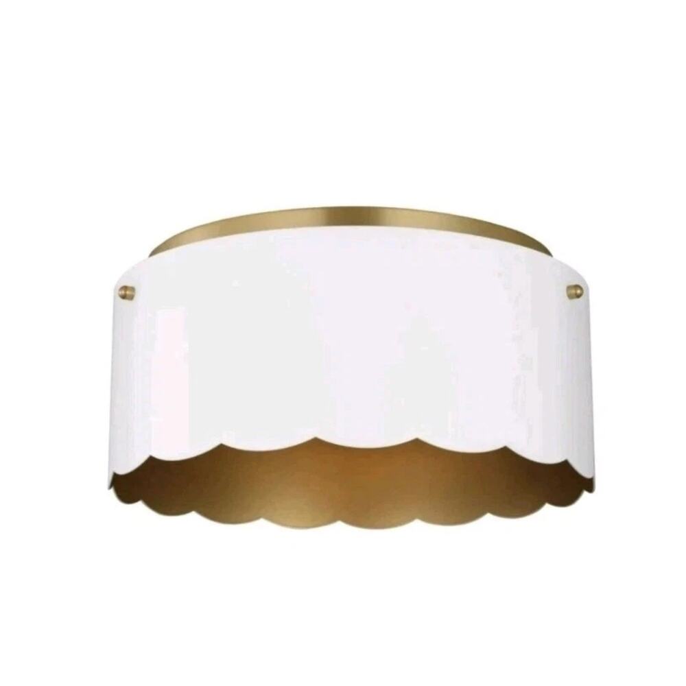 Avec Bettye 12.5" Luxe 2-Light Champagne Bronze Flush Mount Light w/White Shade